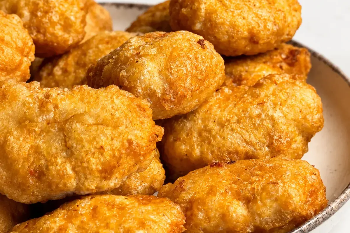Chrupiące domowe nuggetsy z kurczaka inspirowane tymi z McDonald's. Sekret tkwi w zmieleniu mięsa w malakserze, dzięki czemu środek jest soczysty i delikatny, a panierka wyjątkowo chrupiąca.